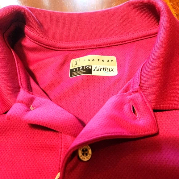 PGA Tour Men's Airflux Pink Polo Shirt - Picture 2 of 5
